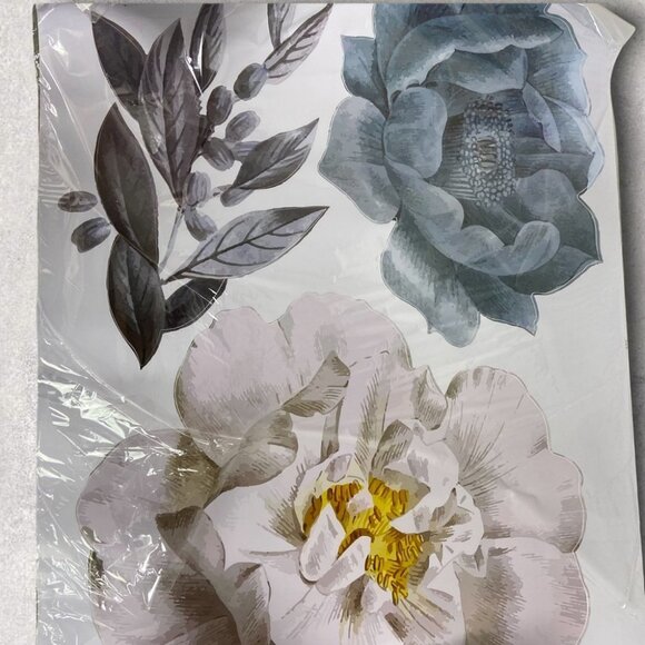 NEW Floral Wall Stickers Elegant Oversized Peonies Decor Flowers Blue Baby Room - Picture 8 of 10